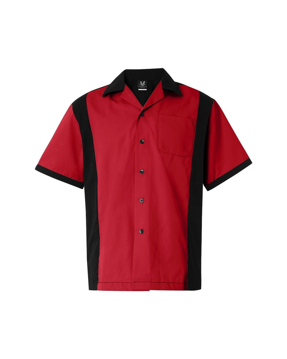 Hilton Red Black Panel Retro Bowling Shirt